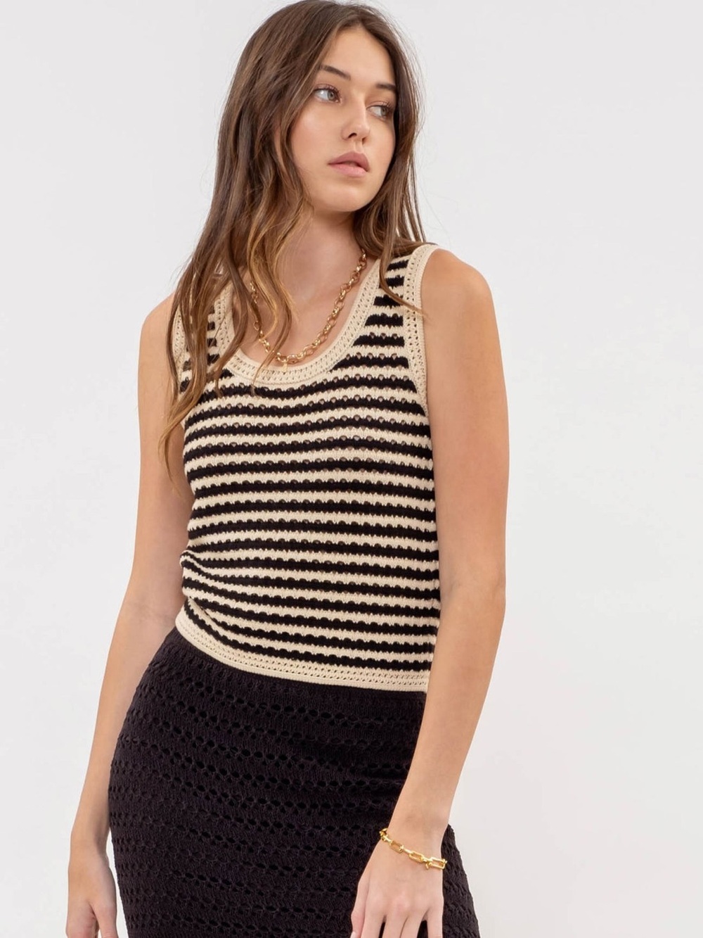 The Native One  Topanga Girl Crochet Tank in Black M NWOT
